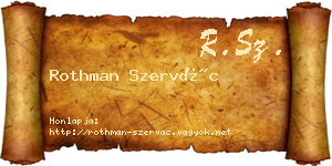Rothman Szervác névjegykártya